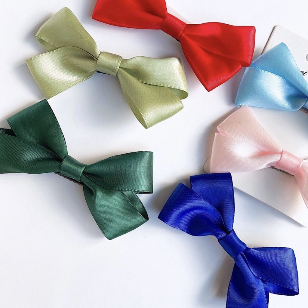 [Handmade] Kẹp tóc nơ nhỏ vải satin xinh xắn dễ thương phong cách Hàn Quốc nhiều màu sắc