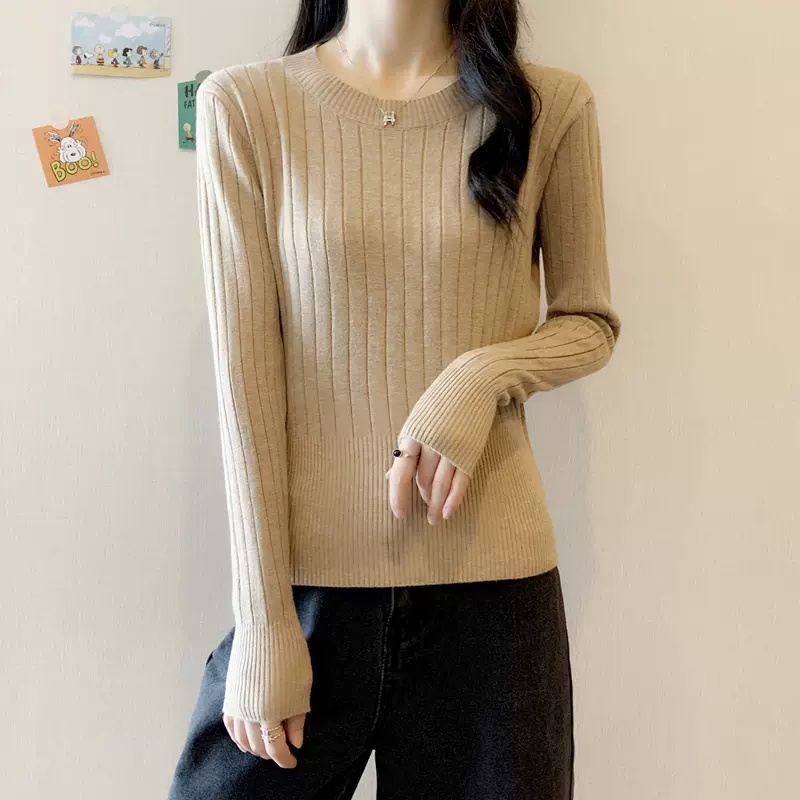 Áo dệt kim ZHELIHANGFEI tay dài dáng ôm phong cách cổ điển