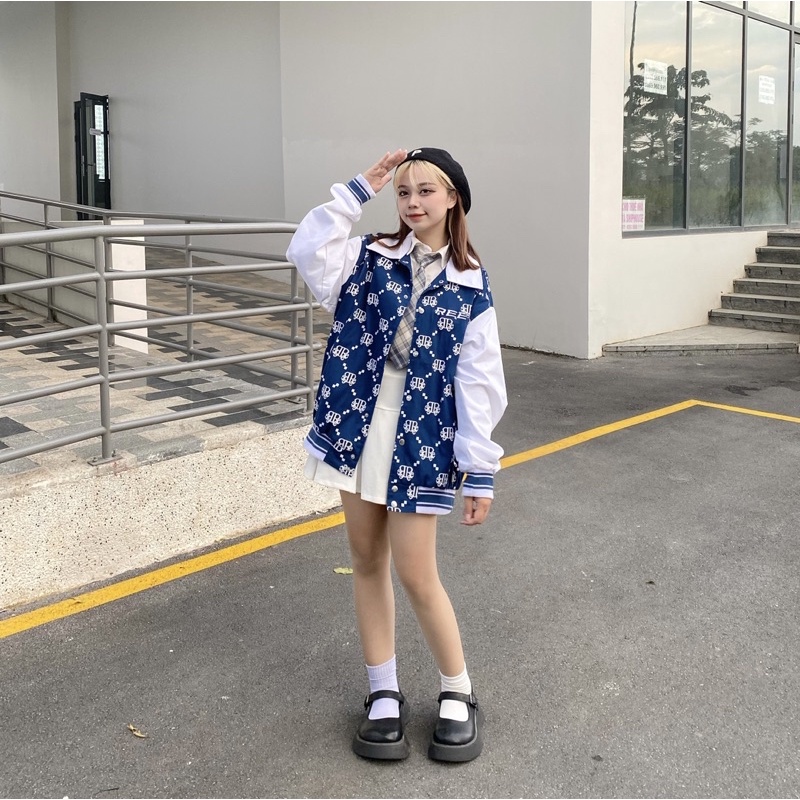 LOCAL BRAND REE - ÁO KHOÁC KHAKI DIAMOND MONOGRAM MÀU DENIM BLUE