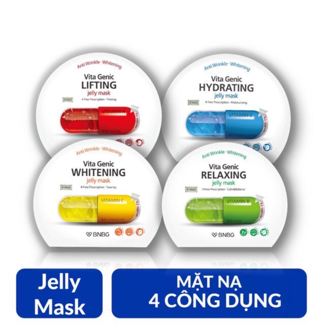 Combo 10 Mặt nạ giấy BNBG Vita Genic Jelly Mask 30ml x10 (Lifting, Whitening, Relaxing, Hydrating, Moisture)