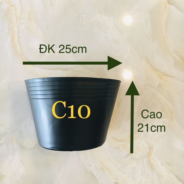 Combo 50 chậu nhựa đen size C10 KT: 25x19.5x20cm mềm dẻo bền đẹp