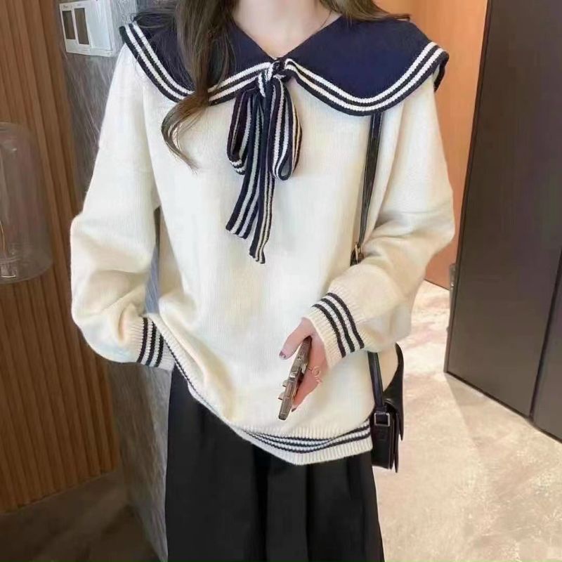 Áo len nữ sinh cổ nơ