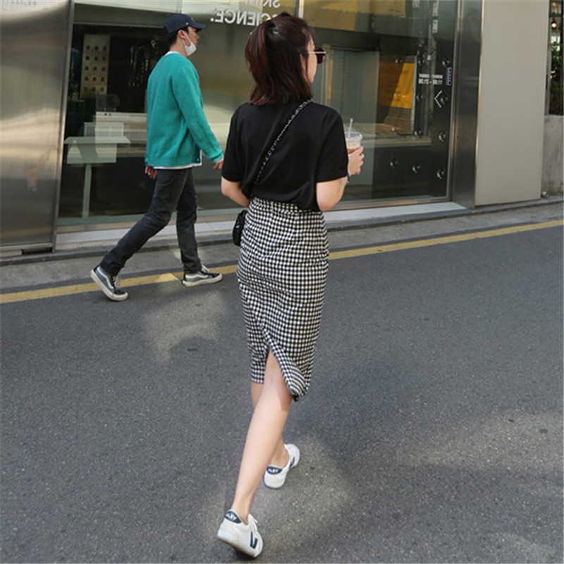 (ORDER) Chân váy vải bút chì midi kẻ sọc mùa hè sang chảnh Hàn Quốc (Phong cách mới 2020)