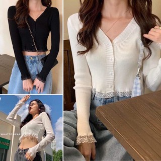 [SIÊU XINH] Áo croptop dài tay nữ YAN BÈO REN cực xinh trắng đen chât vải ôm body cực xinh (Sỉ từ 5sp bất kì)