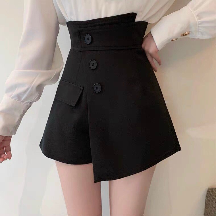 Quần Giả Váy Vạt Chéo Trơn Có Quần Nút