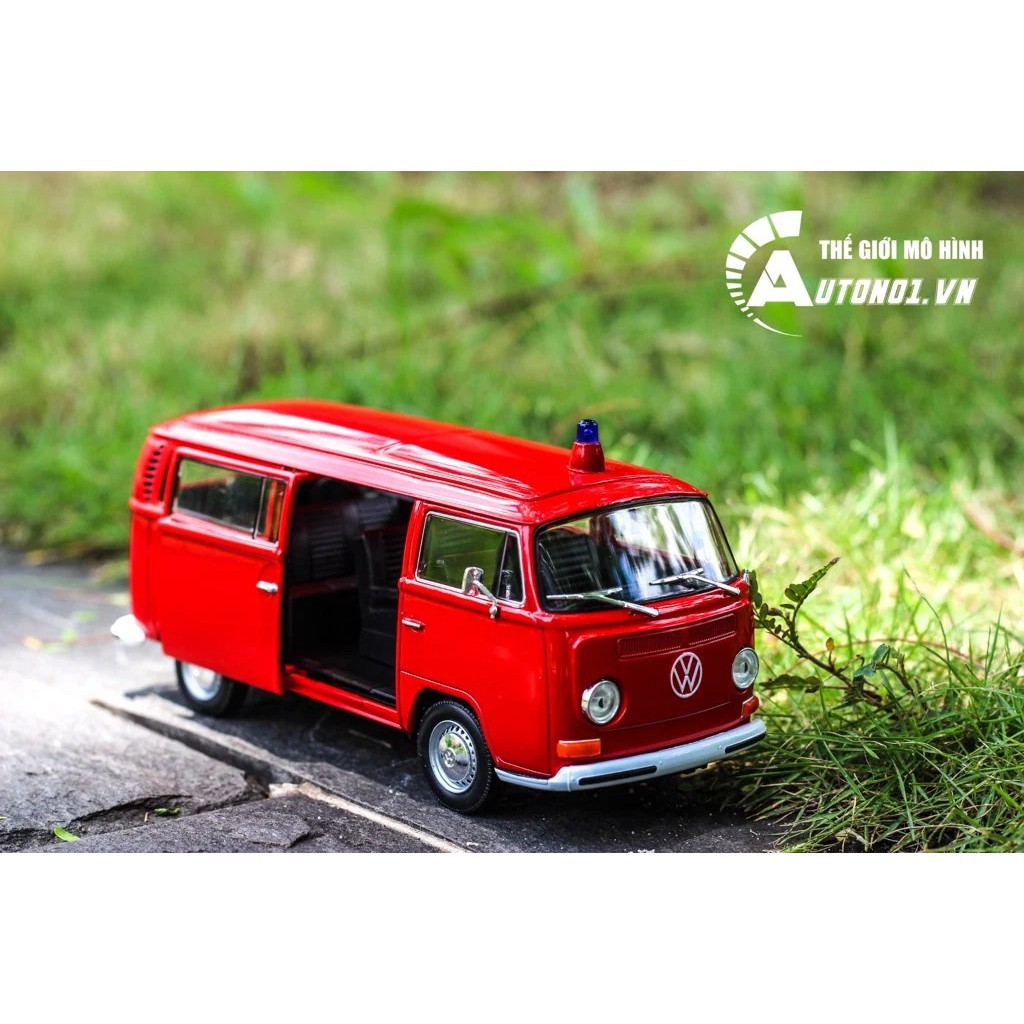 MÔ HÌNH XE VOLKSWAGEN BUS T2 1972 FIRE RED 1:24 WELLY 7028