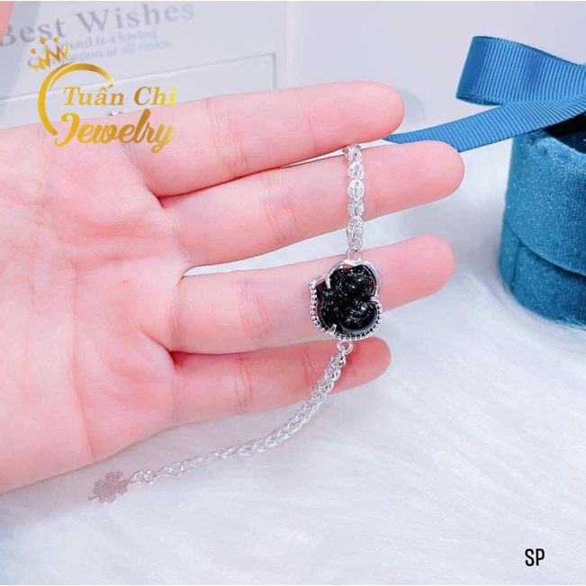 HÀNG CHUẨNLắc Tay Nữ - Vòng Tay Hồ Ly Bạc Kết Hợp Đá Phong Thủy Theo Mệnh, Mang Lại May Mắn, Tài Lộc