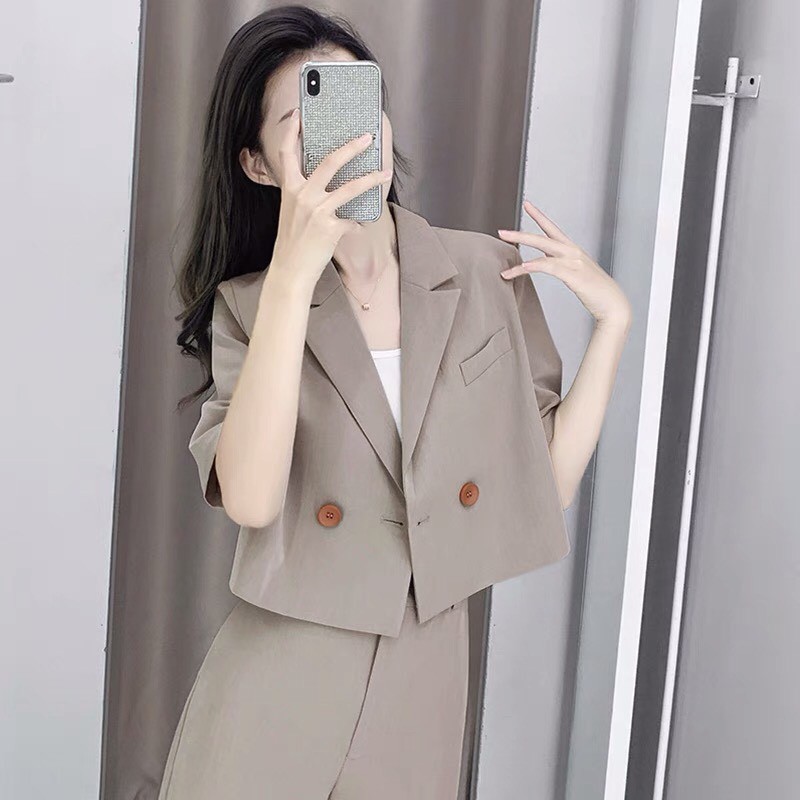 Set vest nữ thiết kế hàng Quảng Châu - Set vest croptop phối quần lửng thời trang chuẩn form | BigBuy360 - bigbuy360.vn