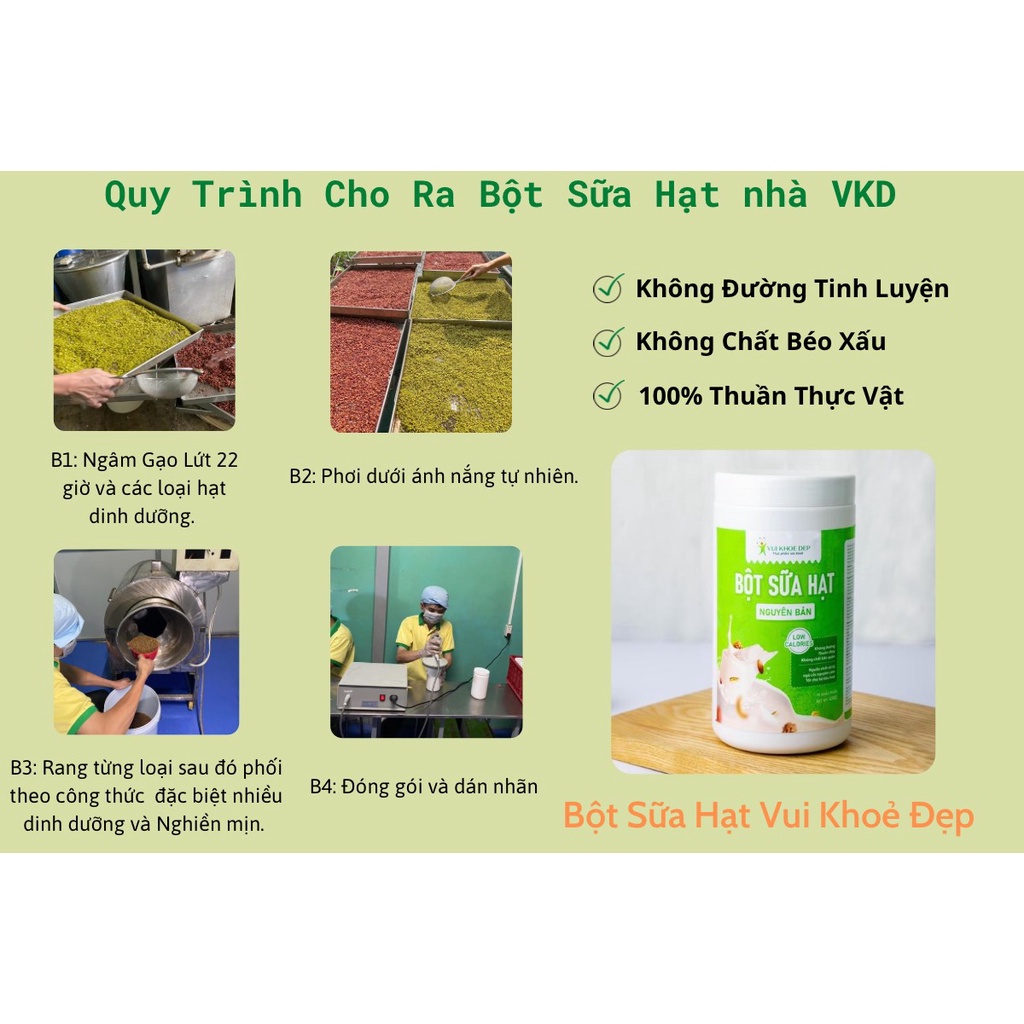 Bột Sữa Hạt Dinh Dưỡng Vị Mè Đậu Đỏ Vui Khỏe Đẹp 11 Loại Hạt Thuần Thực Vật