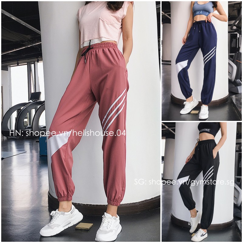 Quần Jogger Tập Gym Nữ Quần Dài Thể Thao Kẻ Sọc  Đổ tập Giá Rẻ GYMSTORE 081