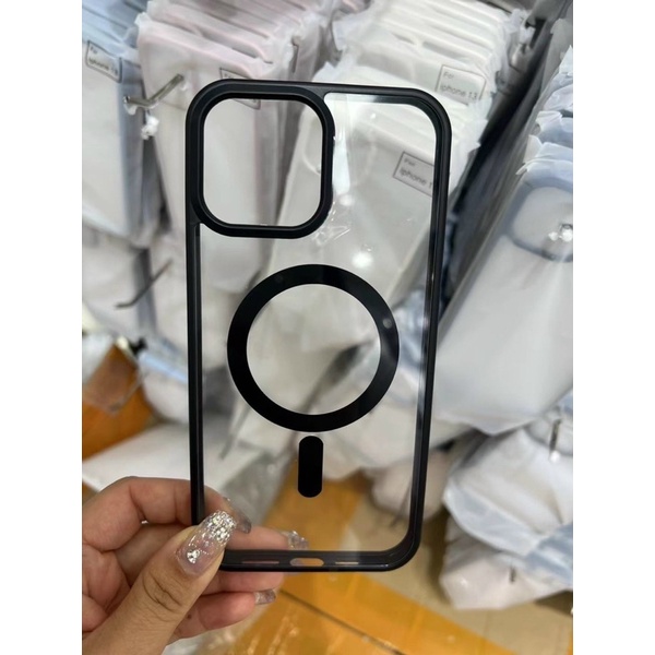 Ốp Lưng Trong Suốt Viền Màu Hỗ Trợ Sạc Magsafe Iphone 14 Pro, 14 Pro Max, 12 Pro Max, 13, 13 Pro, 13 Pro Max Hãng X&M