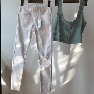 Quần legging jean trắng xuất dư- ảnh thật