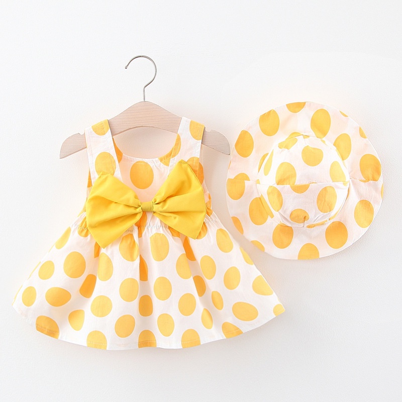 Set 2 Món Gồm Đầm Công Chúa In Họa Tiết Hoa + Mũ Thời Trang Mùa Hè Cho Bé Gái Sơ Sinh