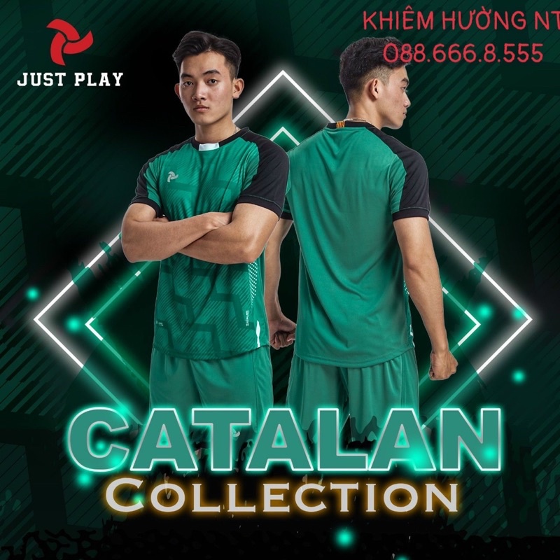 Quần Áo Đá Bóng Không Logo CaTaLan Collection ”Xanh Ngọc”Vải Mè Thái Đủ Màu_Mẫu Áo Đấu Hot, Giá Tốt 2021-2022