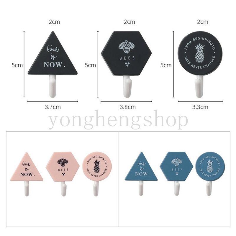 Set 3 Móc Treo Chìa Khóa Dán Tường Tự Dính Phong Cách Bắc Âu Dùng Cho Nhà Bếp/Phòng Tắm