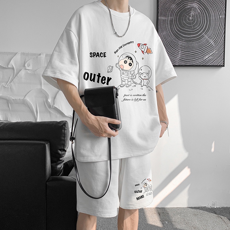 Bộ Đồ Nam Mùa Hè Unisex Cổ Tròn OUTER MANS Phối Quần Short In Họa Tiết Thời Trang Zenkonu QA NAM 117