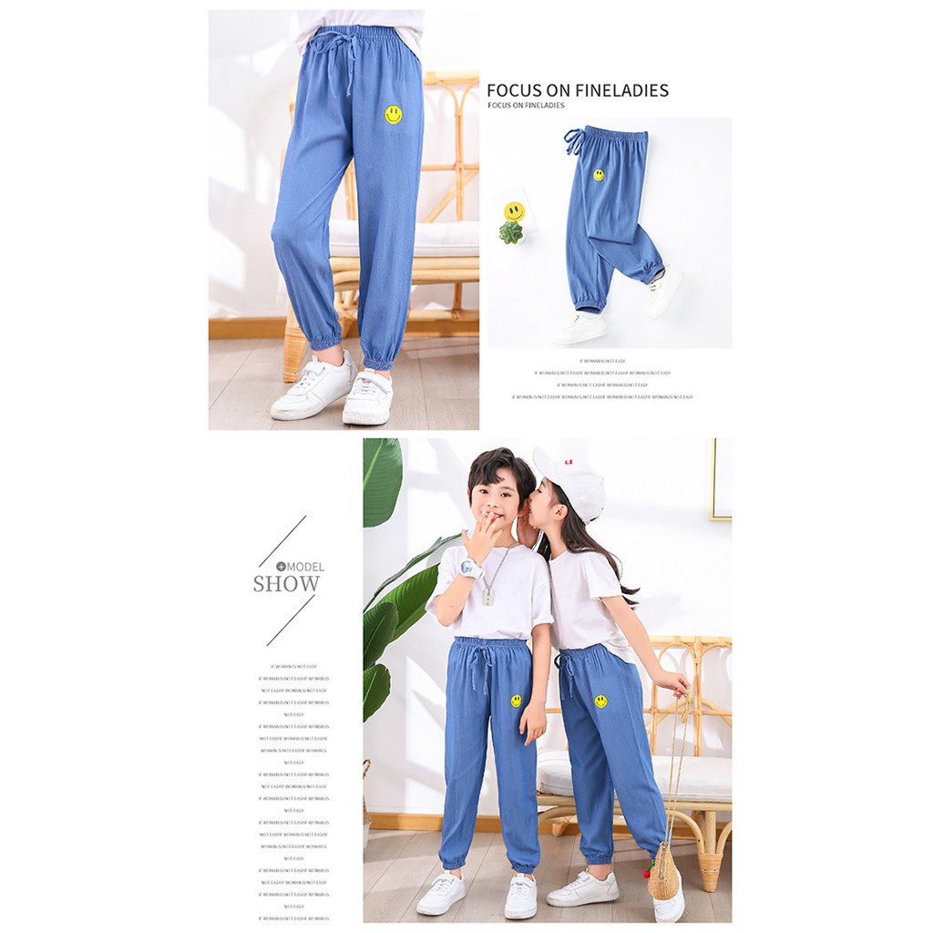 Quần Dài Denim Mỏng Cột Dây Thời Trang Xuân Hè Cho Bé 100-160cm