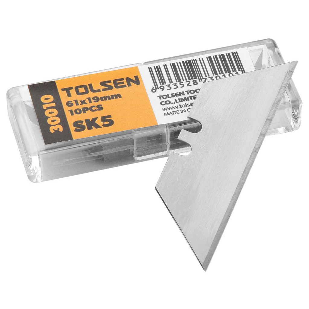 Lưỡi dao liền, lưỡi rọc giấy 61x19mm tolsen 30010 dùng cho dao tolsen 30007/ 30008/ 30019 10pcs blade set
