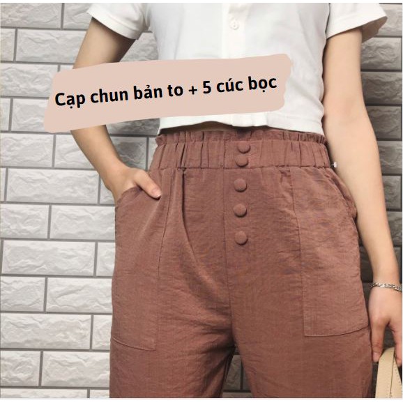 [Mã FASHIONT4WA giảm 10K đơn 50K] Quần Baggy Đũi Nữ, Quần Đũi Nữ Cạp Chun 5 Cúc Bọc, Chất Đũi Xước Hàn Thoáng | BigBuy360 - bigbuy360.vn