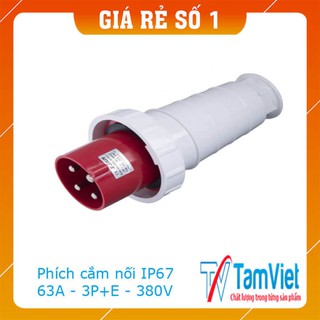 Phích cắm công nghiệp 3 pha 63A 4 chấu IP67-Ô cắm Tâm Việt
