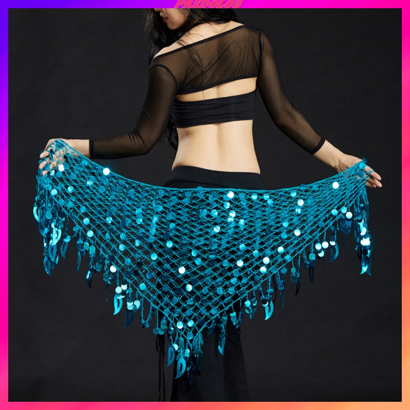 Set 2 Khăn Quấn Hông / Chân Váy Múa Bụng Đính Kim Sa Hình Tam Giác Dành Cho Nữ