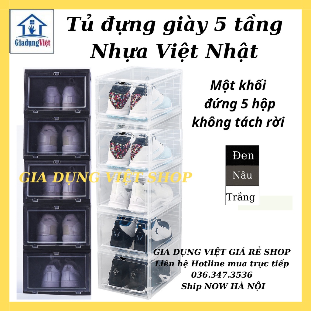 Tủ giày 5 tầng nguyên khối không tách rời tiết kiệm hơn mua hộp giày lẻ Nhựa Việt Nhật