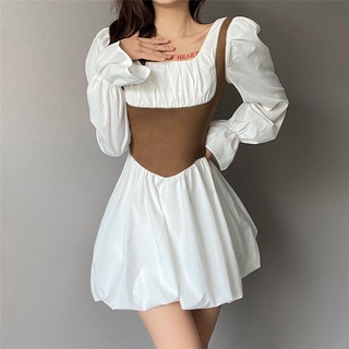 Đầm xòe tay dài bo eo dr002
