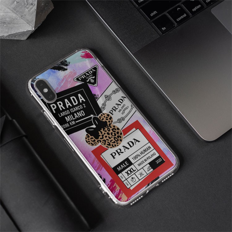 Ốp kính Silicone dẻo hình logo Prada chống trơn riêng chỉ Iphone JC20200800076