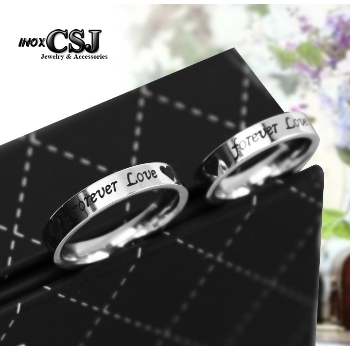 [CSJ] Nhẫn Cặp Forever Love Khắc Đen( đơn vị: chiếc)- Tặng hộp quà khi mua 2 chiếc