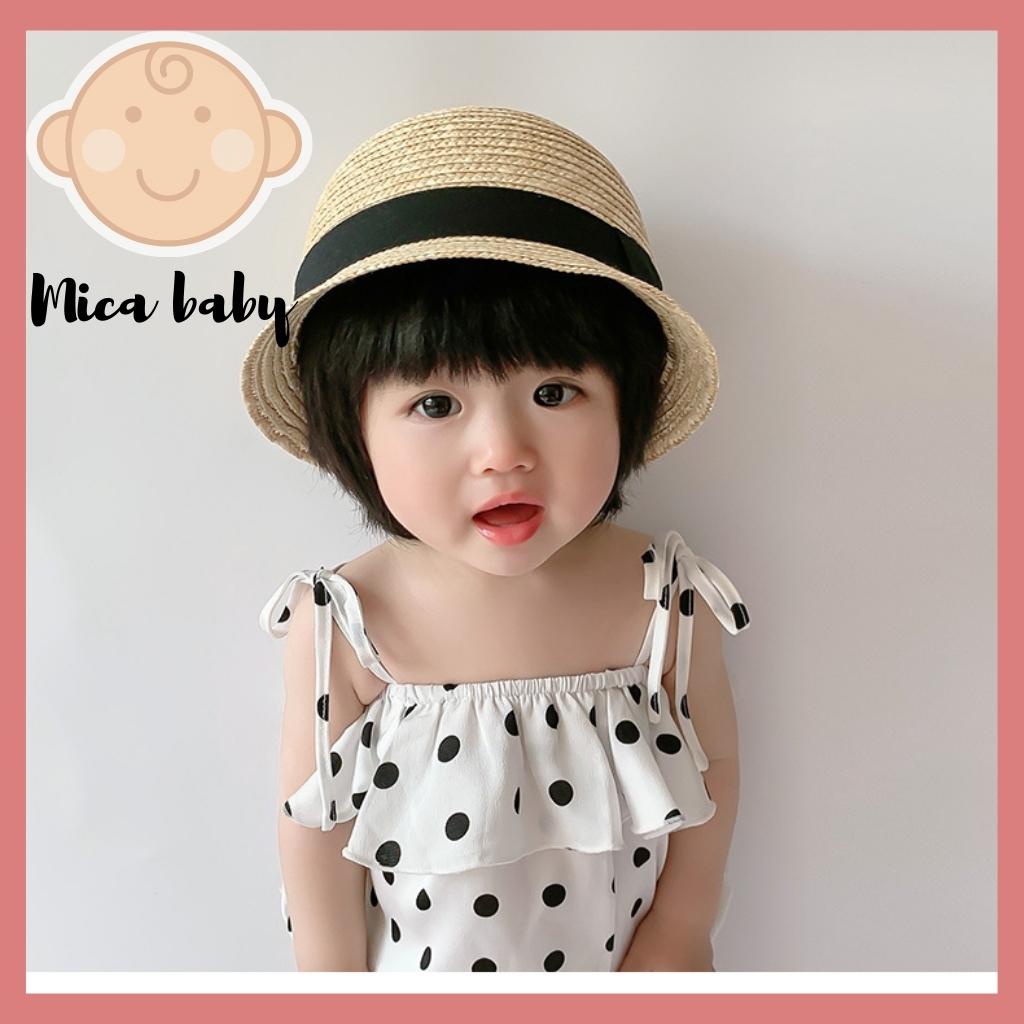 Mũ cói vành rộng cho bé phong cách Nhật Bản đáng yêu Mica baby