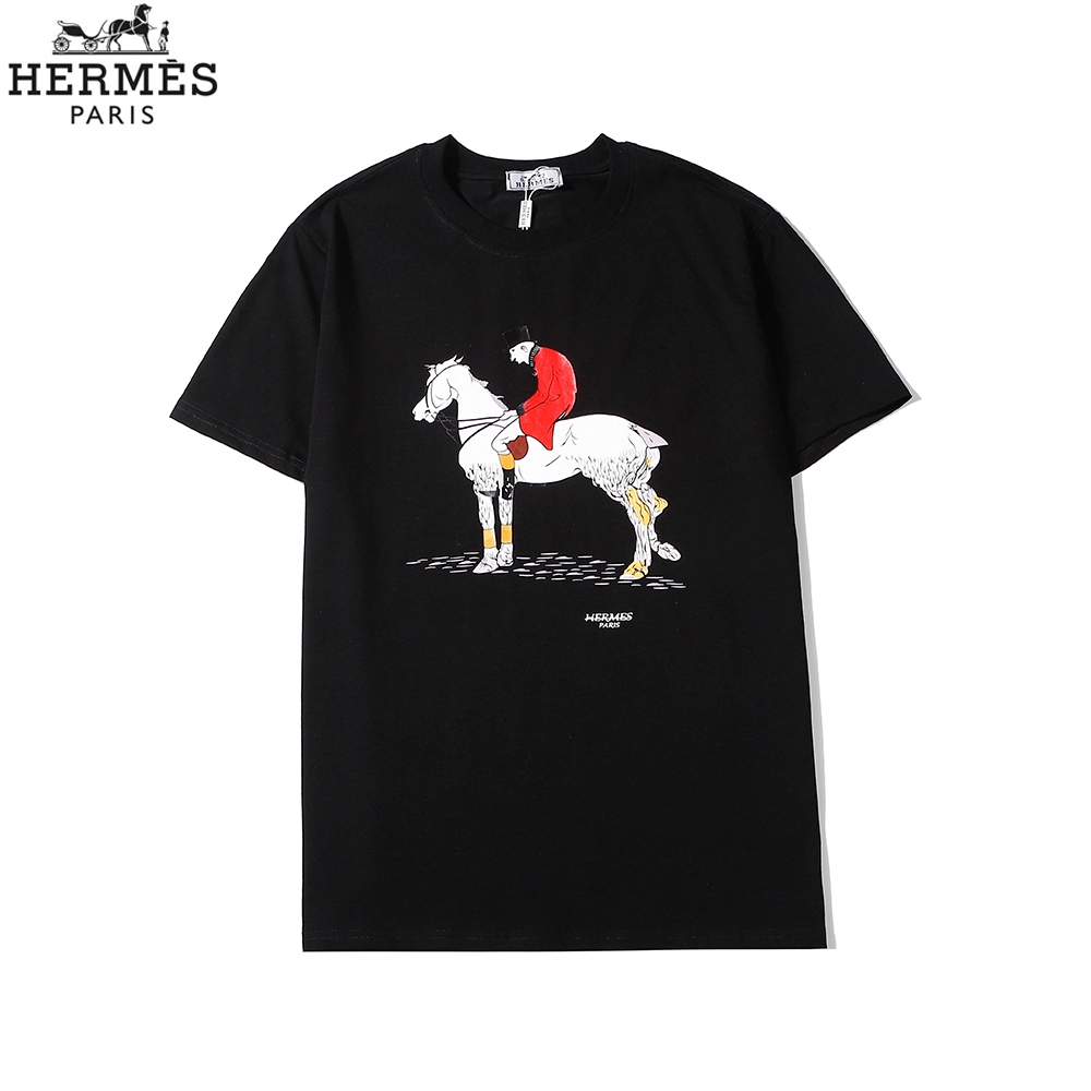 Áo Thun Tay Ngắn In Hình Ngựa Hermes Trẻ Trung Năng Động Cho Cặp Đôi