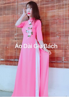 Bộ áo dài lụa nhật thêu ruy băng sale