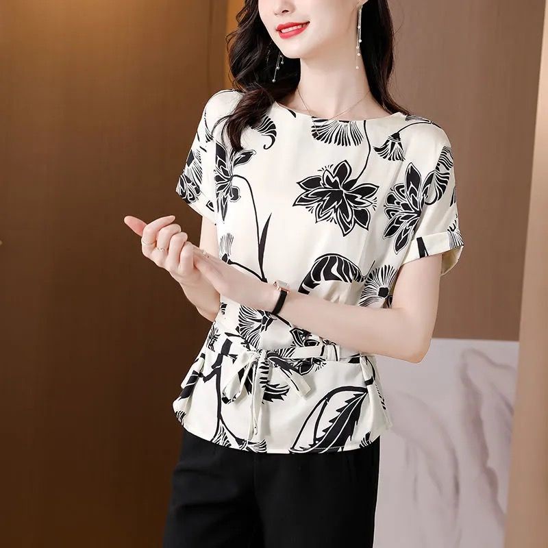 Áo Sơ Mi Voan Hoa Ngắn Tay Thời Trang Mùa Hè Dành Cho Nữ