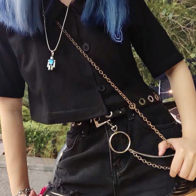 Street punk style trend all-match full hole belt accessories