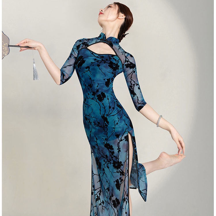 M & E Boutique Đầm Sườn Xám Truyền Thống Trung Hoa Dáng Ôm Xẻ Tà Phong Cách Retro Mùa Xuân Hè Cho Nữ Tập Múa Biểu Diễn Múa