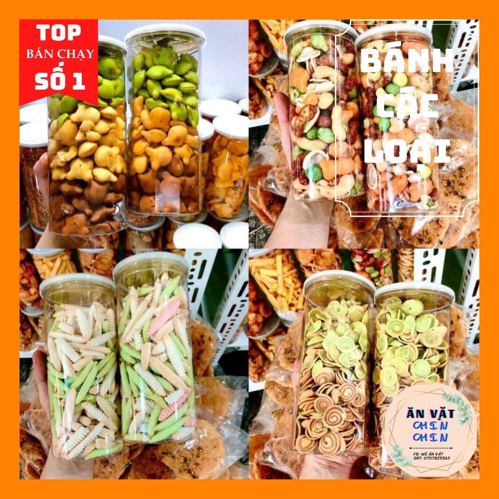 Bánh gấu mix 3 vị: kem sữa, socola, chùm ngây lon 420g, bánh giòn tan, nhân đầy ụ - ĂN VẶT CHIN CHIN.