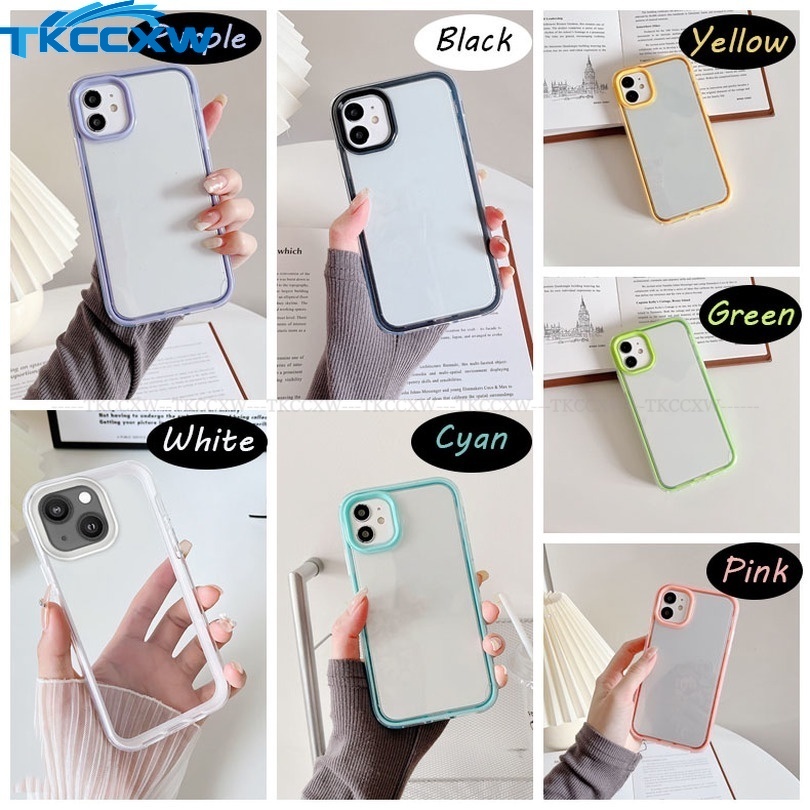 Ốp Điện Thoại Trong Suốt Viền Màu Kẹo Chống Sốc 3 Trong 1 Cho OPPO A57 A93 A92S A53 A72 A33 A55 A53S A16