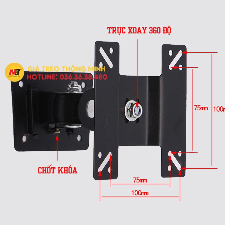 [Trục Thép] Giá Treo Màn Hình Máy Tính F03 14 - 17 - 19 - 23 - 27 - 29 - 32 Inch - Giá Treo Tivi Quay 360 Độ