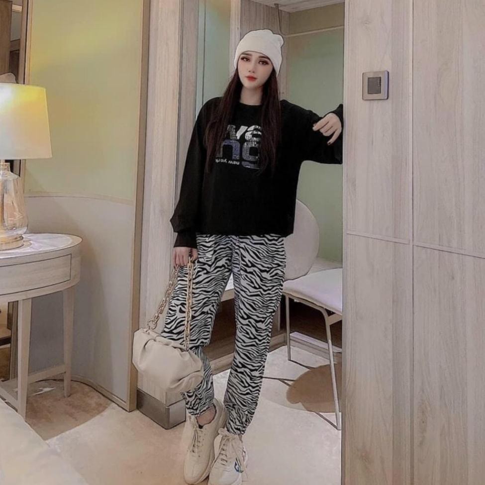 Đồ bộ nữ [FREESHIP] Đồ bộ nữ thu đông chất cotton quần hình beo DBN228 | BigBuy360 - bigbuy360.vn