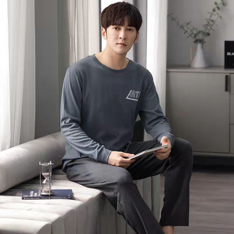 Bộ Đồ Ngủ cotton Tay Dài Thời Trang Mùa Xuân Dành Cho Nam/Size M-4xl