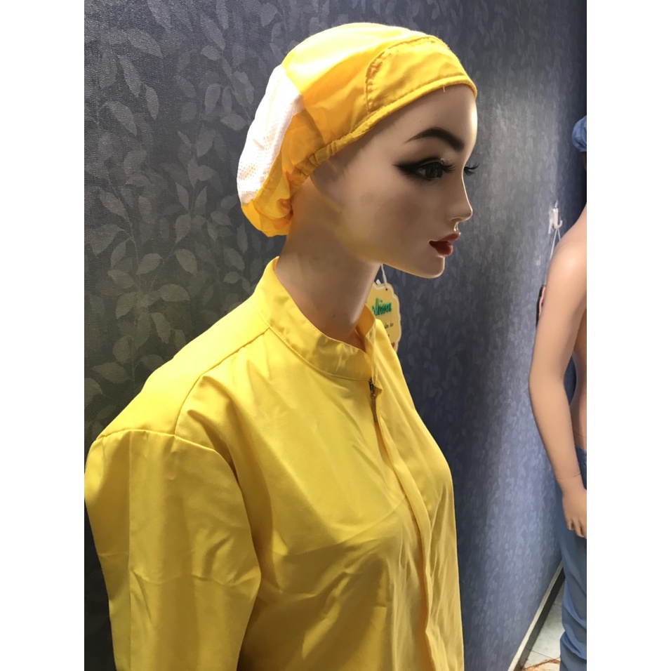 Nón Lưới trùm tóc công nhân thủy sản, thực phẩm - Mũ trùm tóc y tế, bảo hộ màu Vàng