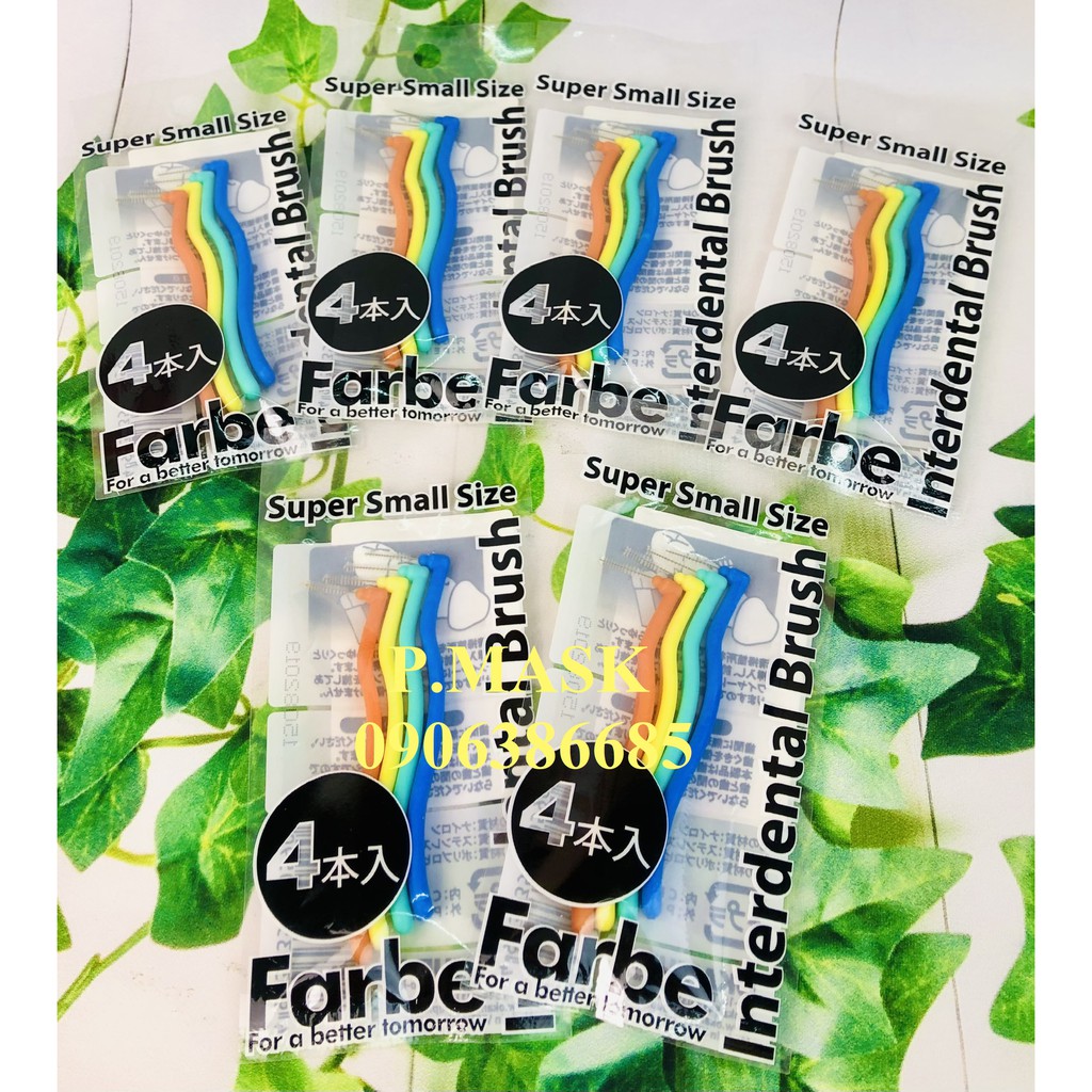 Bàn chải kẽ răng Okamura Farbe 4 cây/ bịch - Bàn chải kẽ dạng L Okamura Farbe 4 màu/ bịch