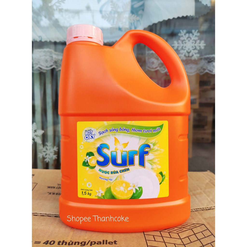 SURF Nước Rửa Chén hương Tắc 1.5kg 1.5 kg Can Nhựa 1,5kg