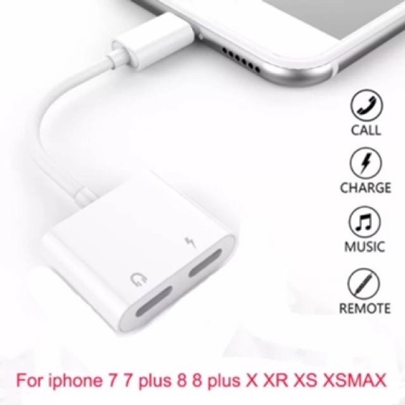 Bộ Chuyển Đổi Âm Thanh 2 Trong 1 Cho Iphone 7 8 X Xs + Cục Sạc J-008