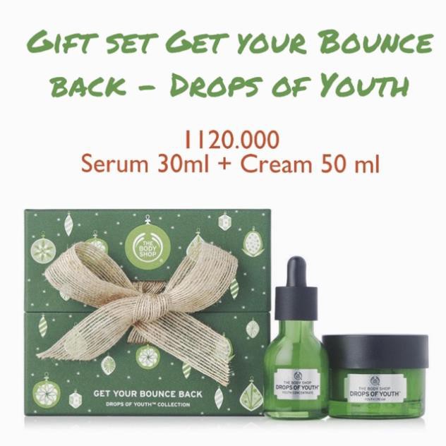 Bộ sản phẩm The Body Shop Drops of Youth foam rửa mặt, essence, lotion, serum, kem dưỡng