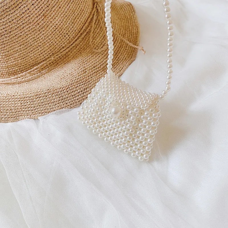 🌷Túi Đeo Chéo Thu Nhỏ Đính Hạt Ngọc Trai Nhân Tạo Thủ Công Phong Cách Cổ Điển Cho Nữ