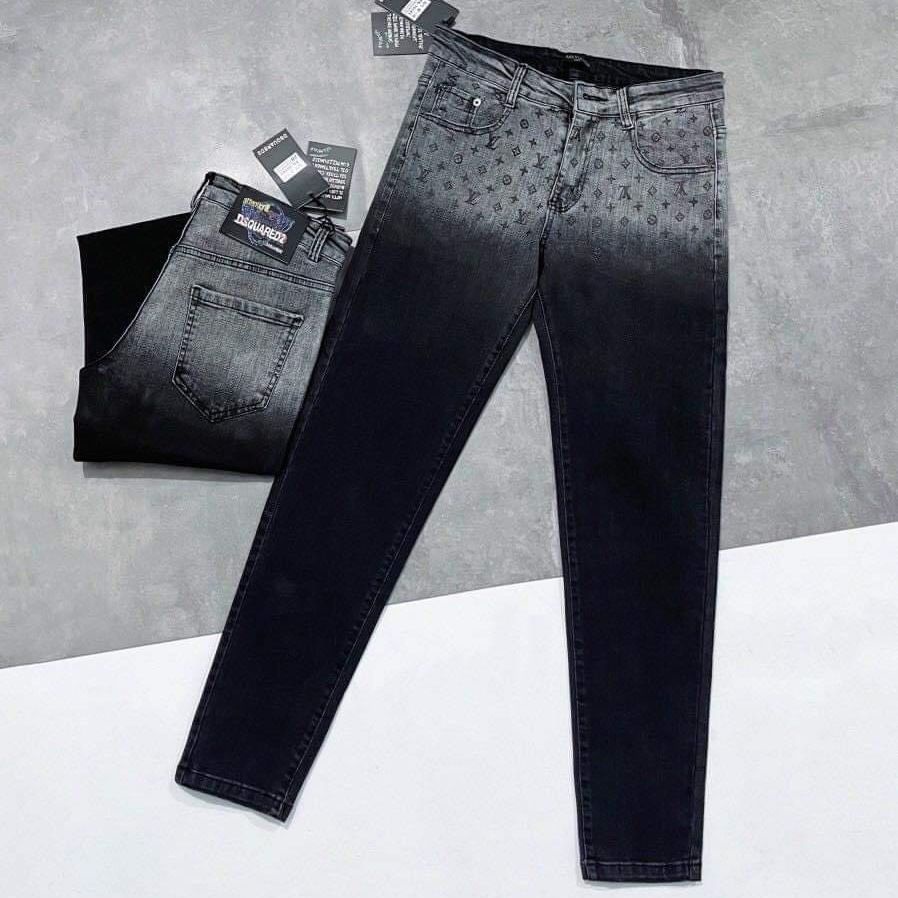 Quần jean nam CAO CẤP giá rẻ in họa tiết chữ phối loang chất bò vải dày mẫu mới hot trend