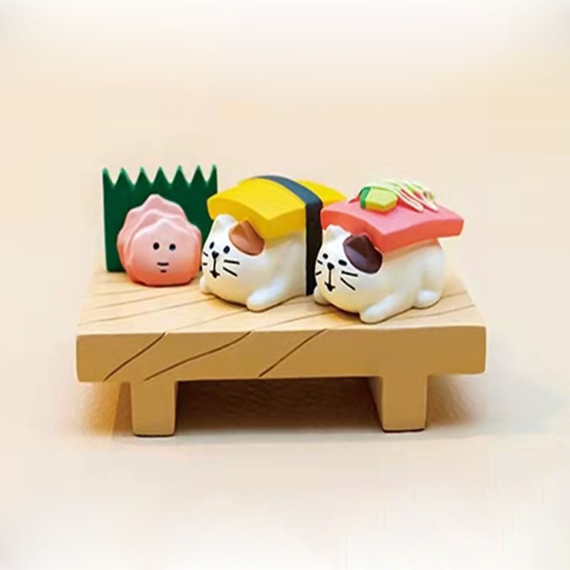 Mô Hình chú mèo Zakka Phong Cách Nhật Bản Serie Tiệm Sushi, Tiệm Trung Hoa China Kitchen