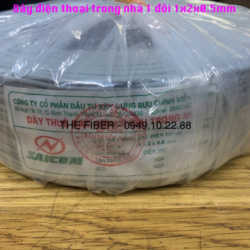 Dây điện thoại 1 đôi trong nhà, dạng dẹt, lõi đồng 1x2x0.4mm (Cuộn 100M)