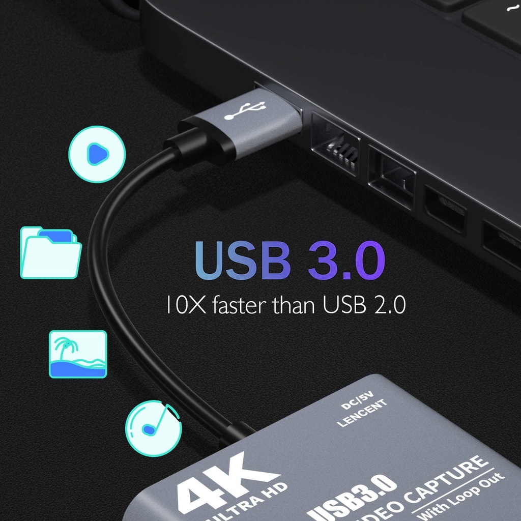 Đầu chuyển đổi thẻ âm thanh / video 4k 1080p HDMI sang USB 3.0 HD 1080p60